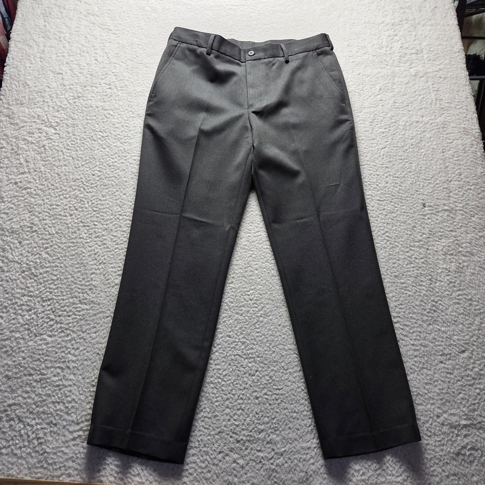 Van Heusen Dress Pants Mens 34x30 Gray Traveler Slim Fit Non Iron Microfiber